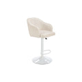 Adjustable Fabric Bar Stool with White Base and Armrests