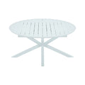 Modern Round White Slatted Dining Table with Cross Base Design