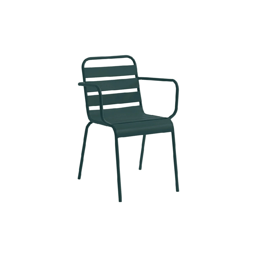 Modern Metal Armchair with Striped Design