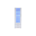 Modern White Display Cabinet with LED Lighting and Storage Drawers