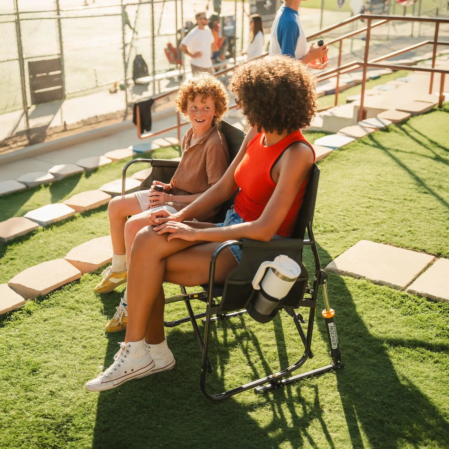 Tandem-Rocker-Baseball-Child-Woman-Sitting